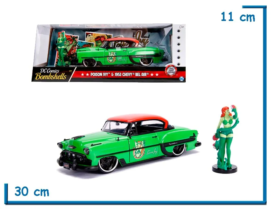 2X1 JADA POISON IVY & 1953 CHEVY BEL AIR DC BOMBSHELLS DIE CAST 1.24