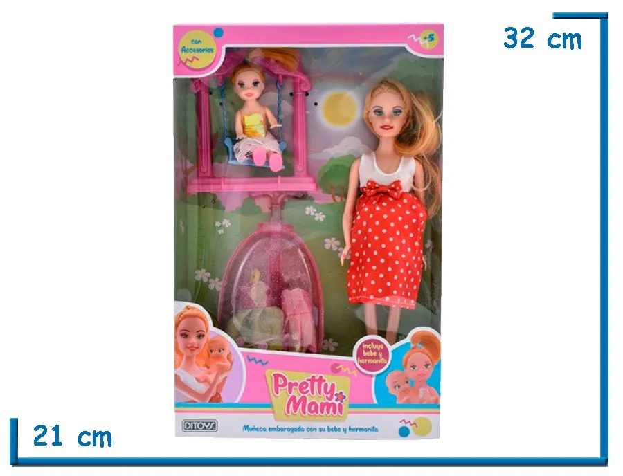 2X1 PRETTY MAMI DOLL CON BEBE Y HNITA