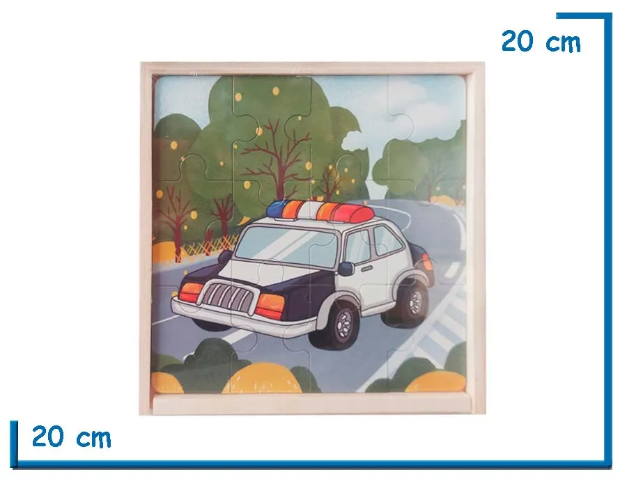 ROMPECABEZAS DE MADERA X4 VEHICULOS 12 PZS