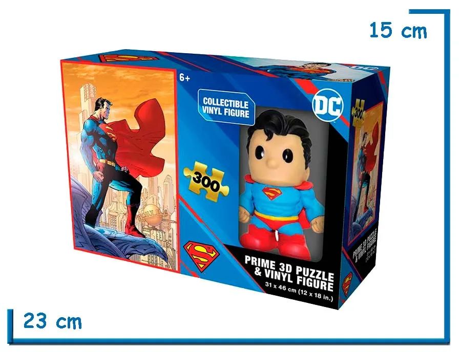 PRIME 3D & OOSHIES SUPERMAN FIGURA & PUZZLE LENTICULAR X300 PZS