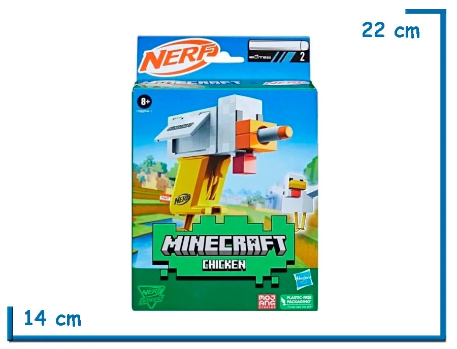 NERF MINECRAFT CHICKEN PISTOLA CON 2 DARDOS