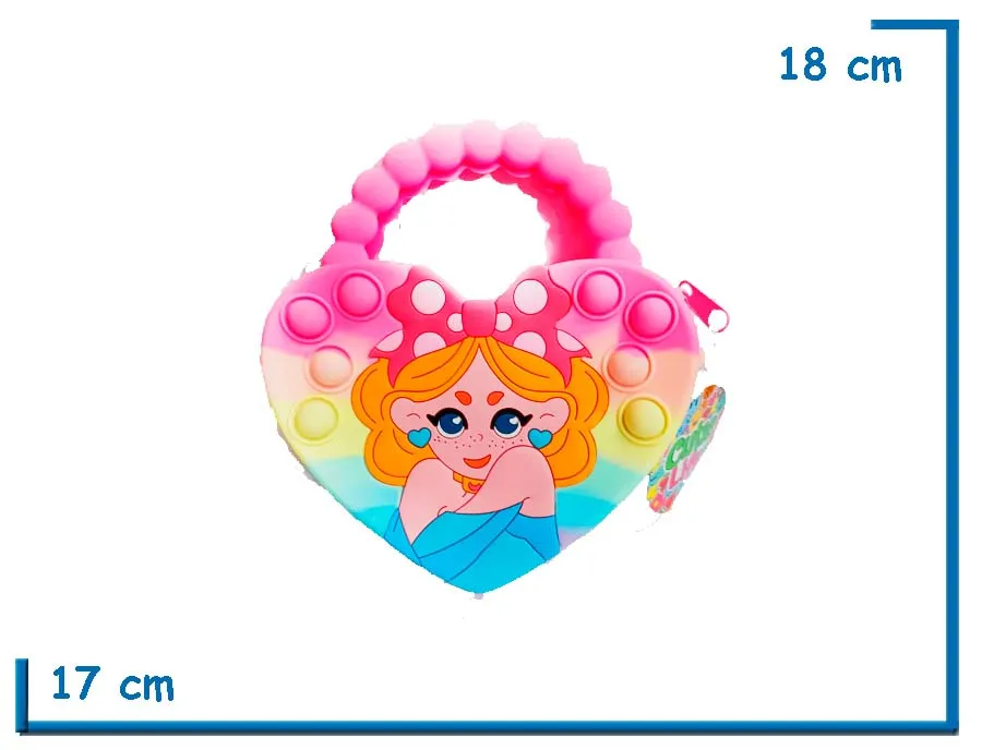 2X1 CUTIE LIFE BOLSO POP IT CORAZON CON MANIJA FUCSIA