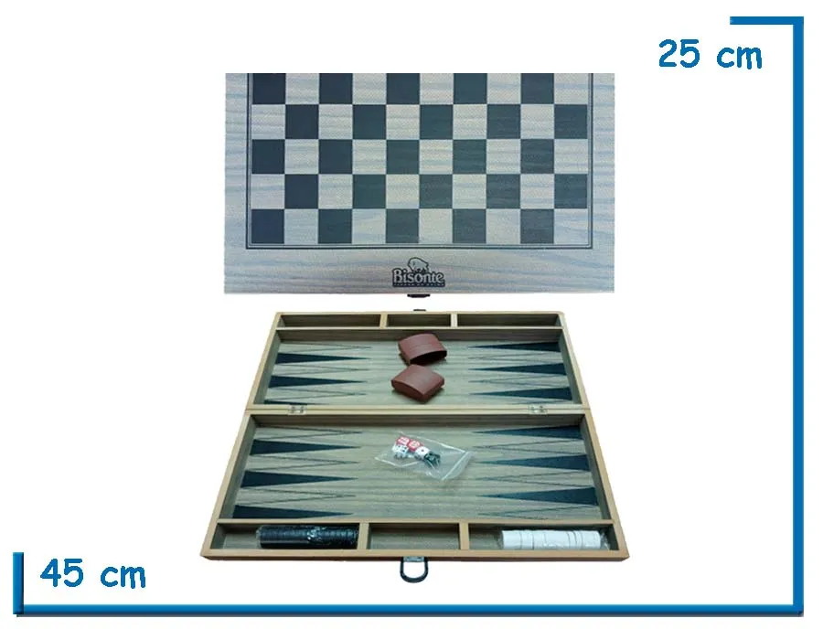 BACKGAMMON & DAMAS EN VALIJA DE MADERA (1204)