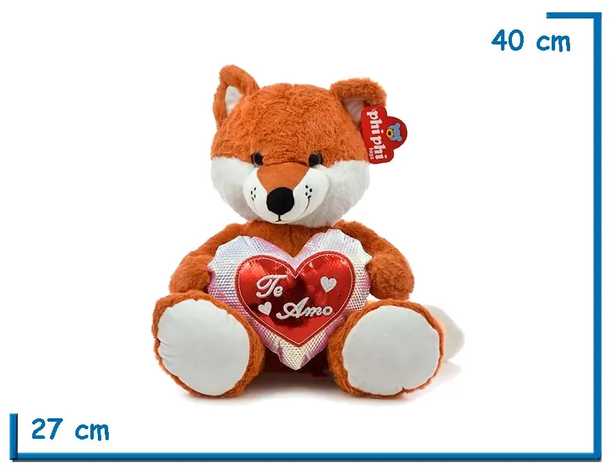 PELUCHE ZORRO GRANDE CON CORAZON TE AMO