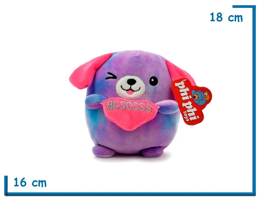 PELUCHE PERRO VIOLETA CON CORAZON BESOSSSS