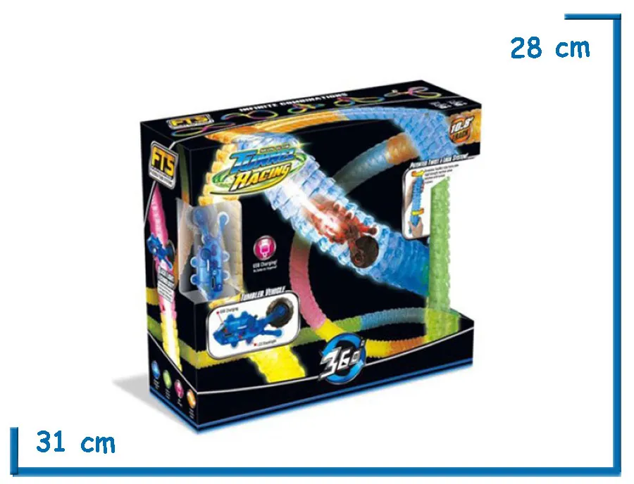 PISTA TUNNEL RACING FLEXIBLE BRILLA EN LA OSCURIDAD