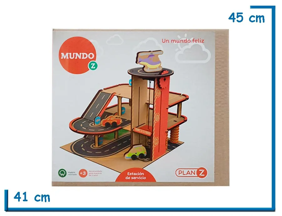 MUNDO Z ESTACION DE SERVICIO CON AUTITOS DE MADERA