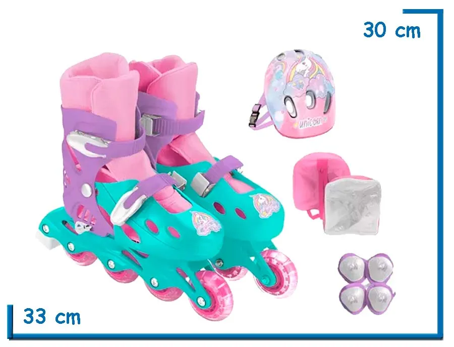 TINY ROLLERS TURQUESA TALLE 34-37 CON PROTECCION EN MOCHILA