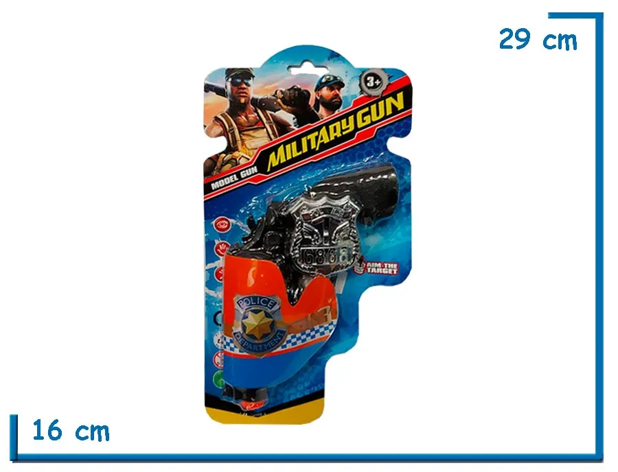 MODEL GUN MILITARY GUN PISTOLA CON PLACA EN BLISTER