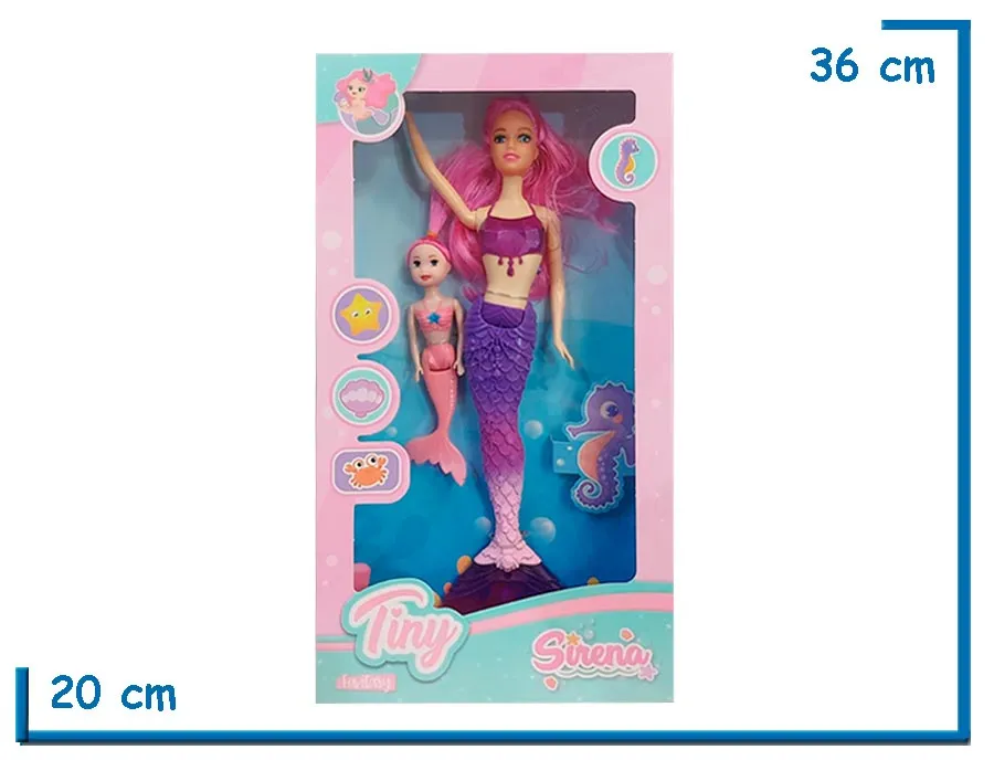 TINY SIRENA VIOLETA MU¥ECA CON MINI SIRENA