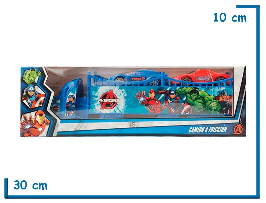 AVENGERS CAMION MOSQUITO CHICO A FRICCION CON 2 AUTOS
