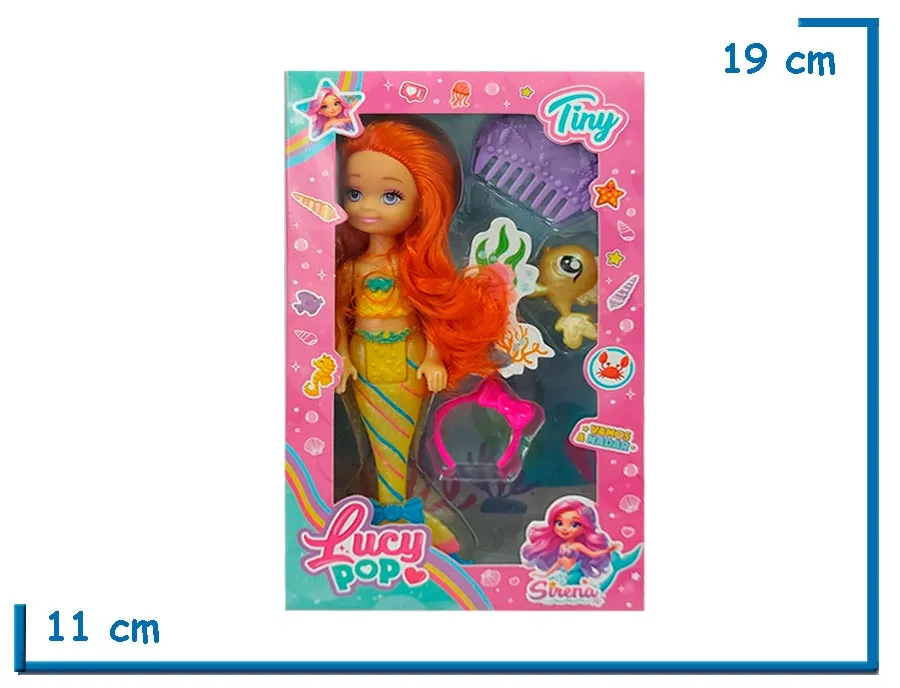 TINY LUCY POP MU¥ECA SIRENA AMARILLA CON ACCESORIOS