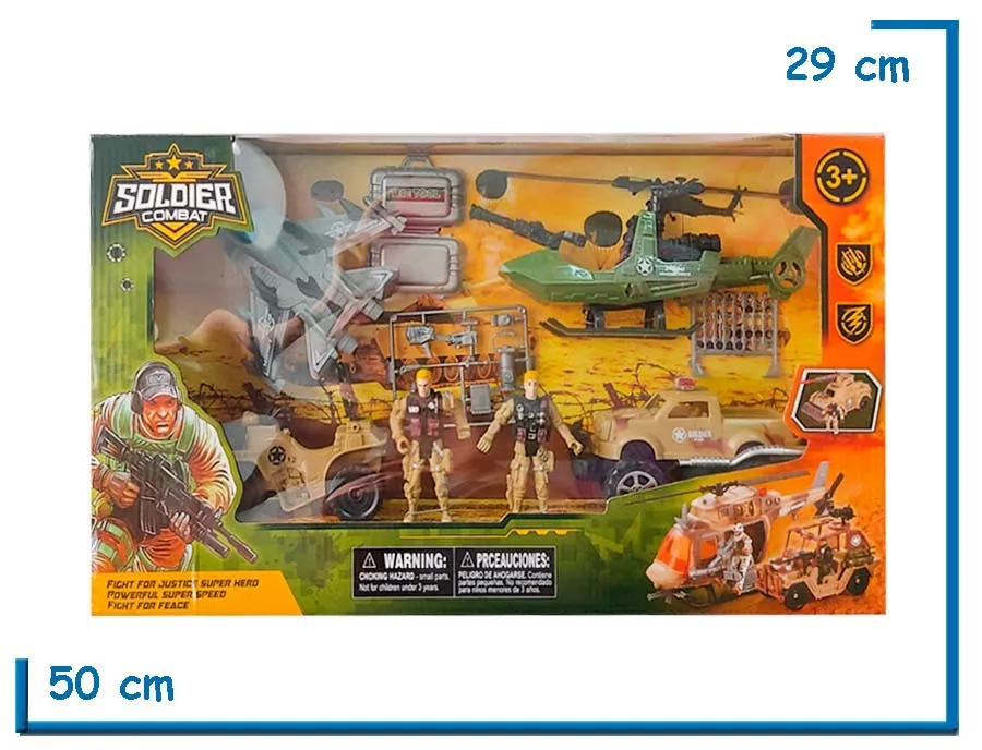 SOLDIER COMBAT SUPER SET 2 SOLDADOS Y 4 VEHICULOS
