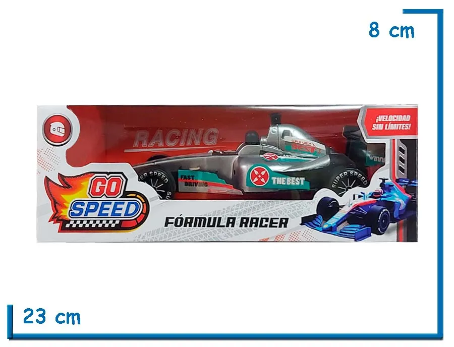 GO SPEED FORMULA RACER PLATEADO A FRICCION EN CAJA