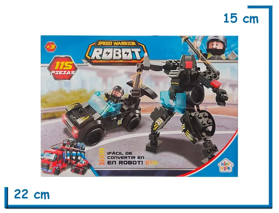 KIDS CLUB SPEED WARRIOR ROBOT AUTO NEGRO TRANSFORMABLE 115PZS