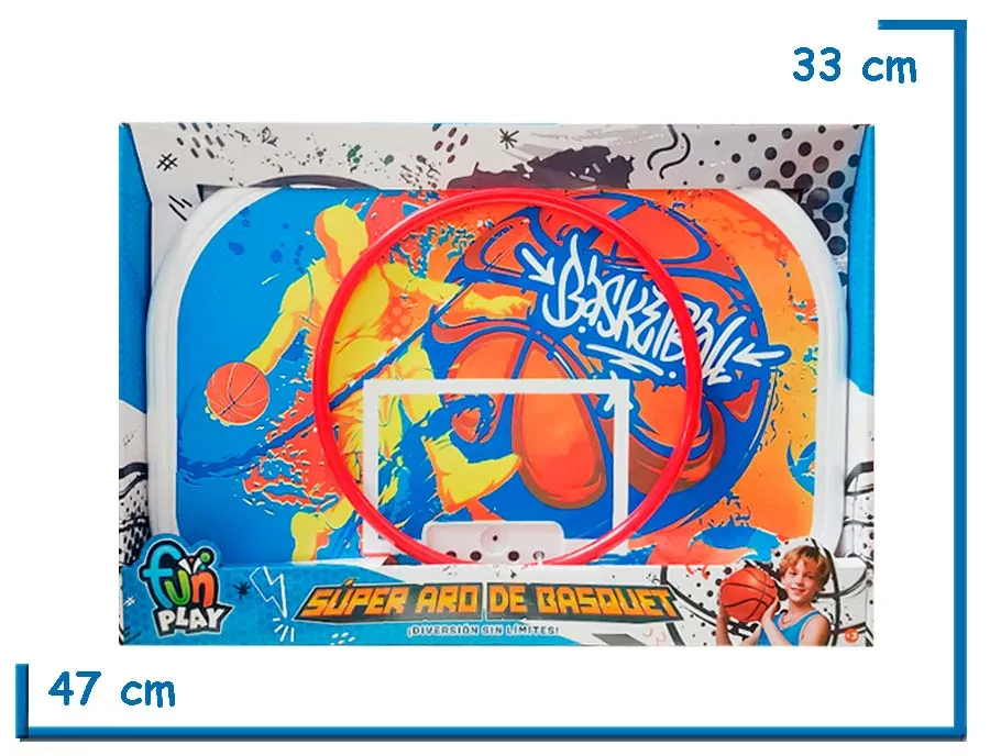 FUN PLAY SUPER ARO DE BASQUET CON PELOTA E INFLADOR