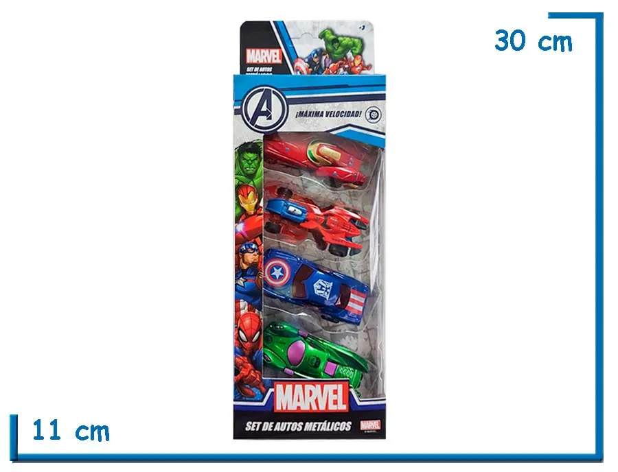 MARVEL AUTOS METALICOS PACK X4