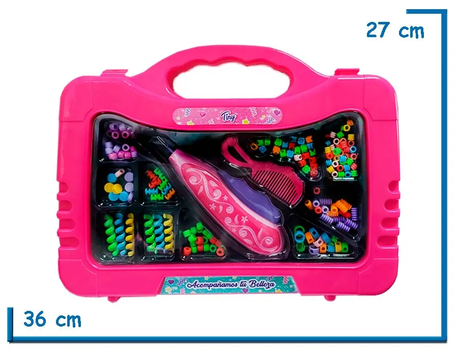 TINY VALIJA BIJOU CON TRENZADOR PARA PELO ROSA