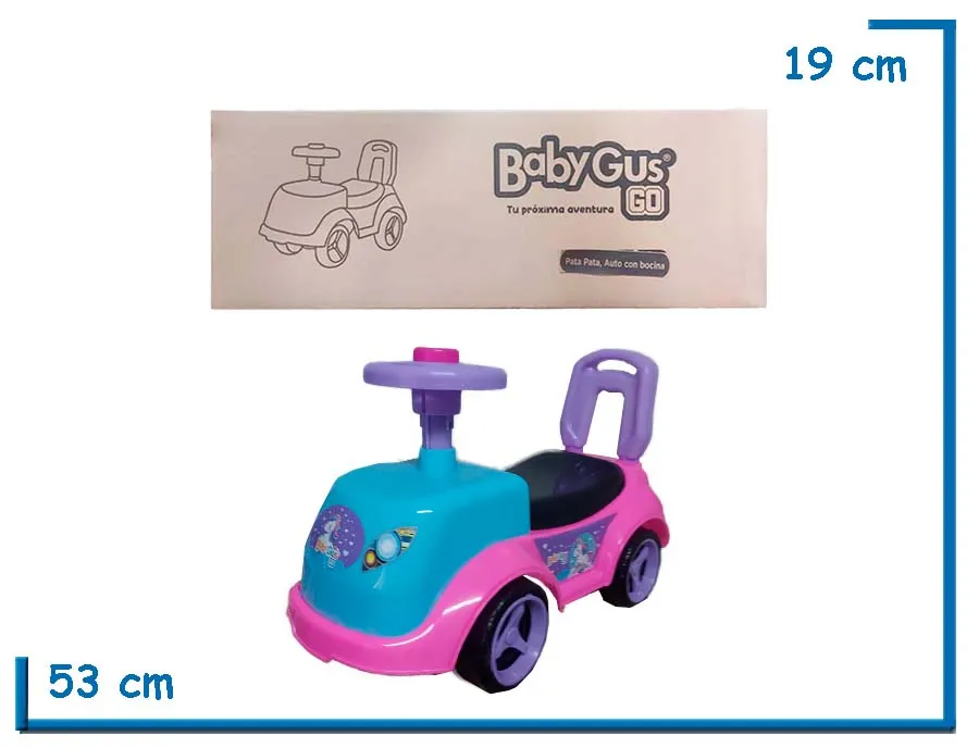 BABY GUS GO PATA PATA AUTO CON BOCINA ROSA