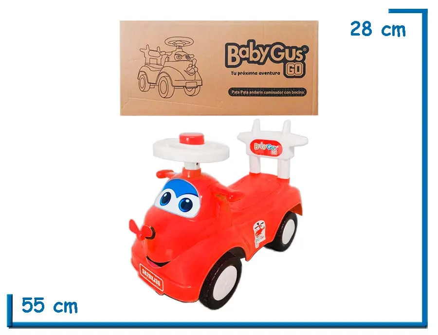 BABY GUS GO PATA PATA ANDARIN CAMINADOR AVION ROJO CON BOCINA