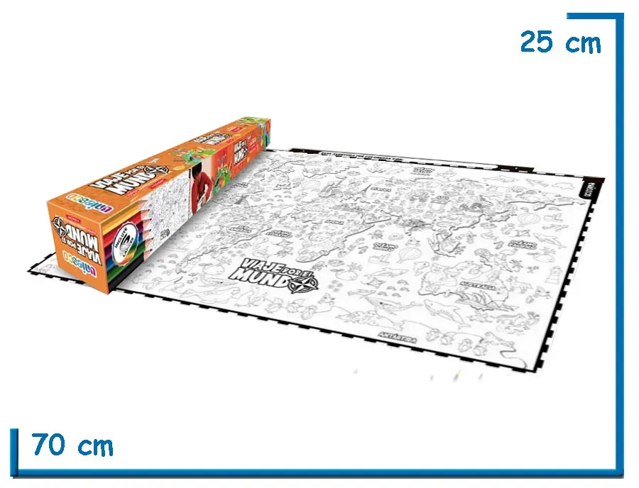 VIAJE POR EL MUNDO SUPER LAMINA PARA COLOREAR