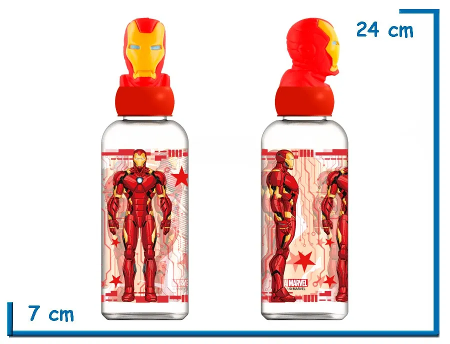 IRON MAN BOTELLA 560 ML TAPA FIGURA 3D