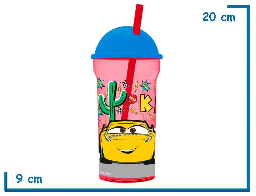 CARS VASO 460 ML TRANSPARENTE TAPA ALTA