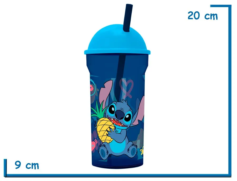 STITCH VASO 460 ML TRANSPARENTE TAPA ALTA