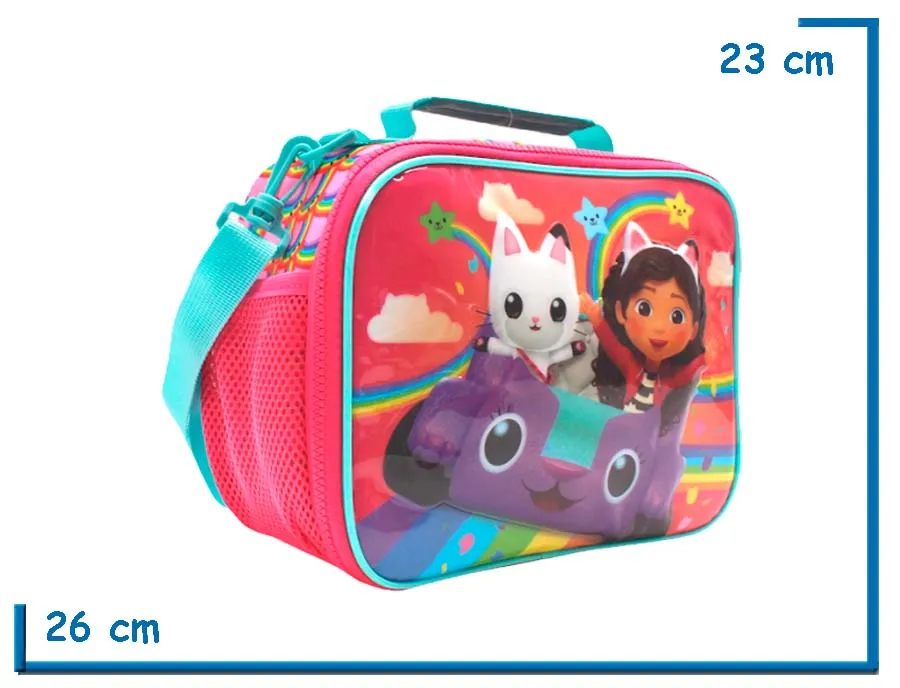 LUNCHERA GABBYS DOLLHOUSE ROSA AUTO Y ARCOIRIS