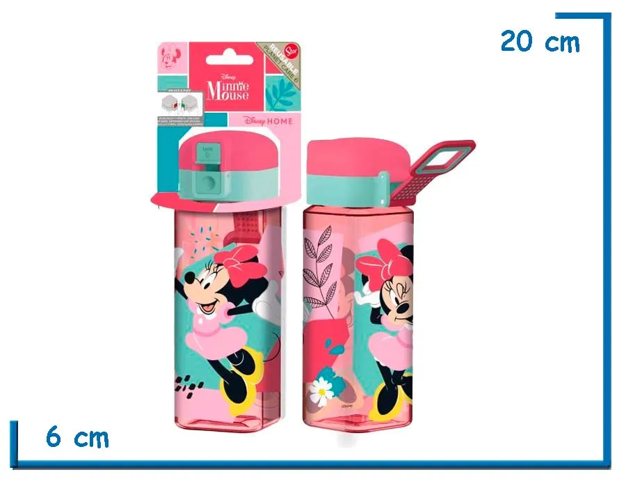 MINNIE MOUSE BOTELLA SAFETY LOCK SQUARE ECOZEN 550ML