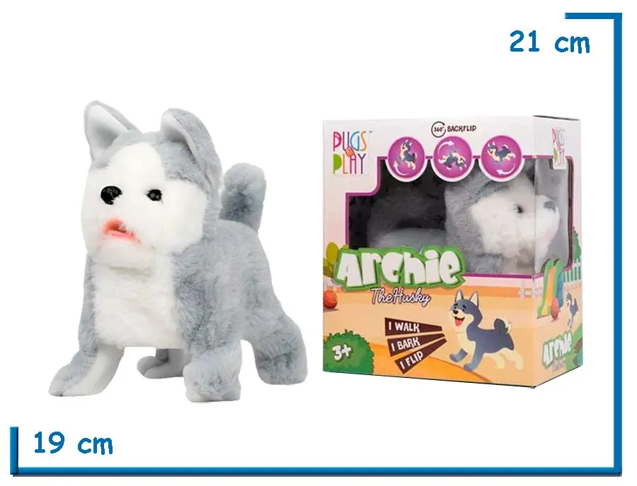 2X1 PUGS AT PLAY ARCHIE THE HUSKY CON MOVIMIENTO Y SONIDO