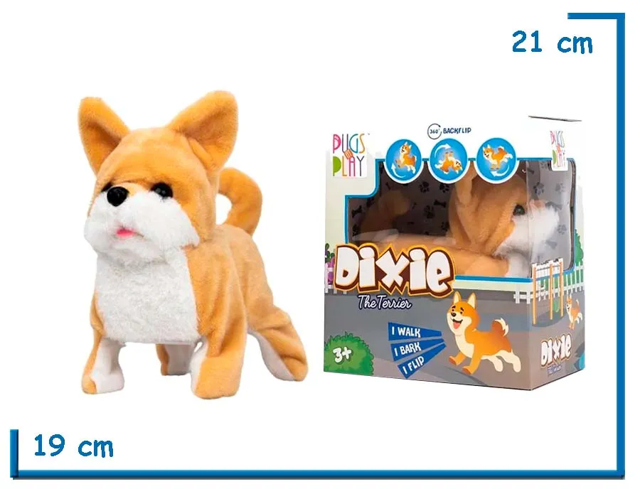 2X1 PUGS AT PLAY DIXIE THE TERRIER CON MOVIMIENTO Y SONIDO