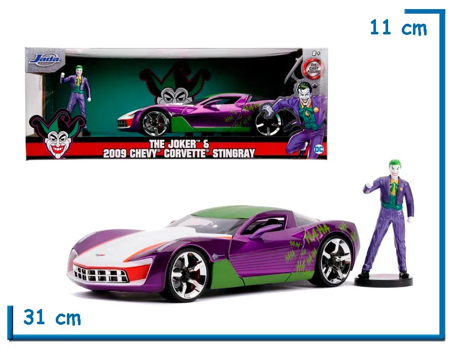 2X1 JADA THE JOKER & 2009 CHEVY CORVETTE STINGRAY DIE CAST 1.24