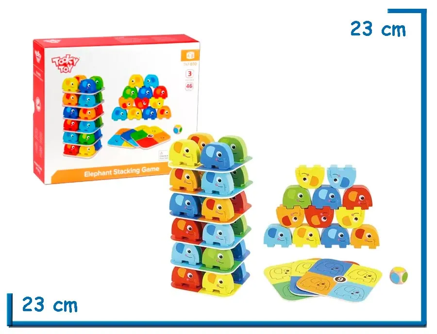 TOOKY TOY ELEPHANT STACKING GAME JUEGO DE MADERA