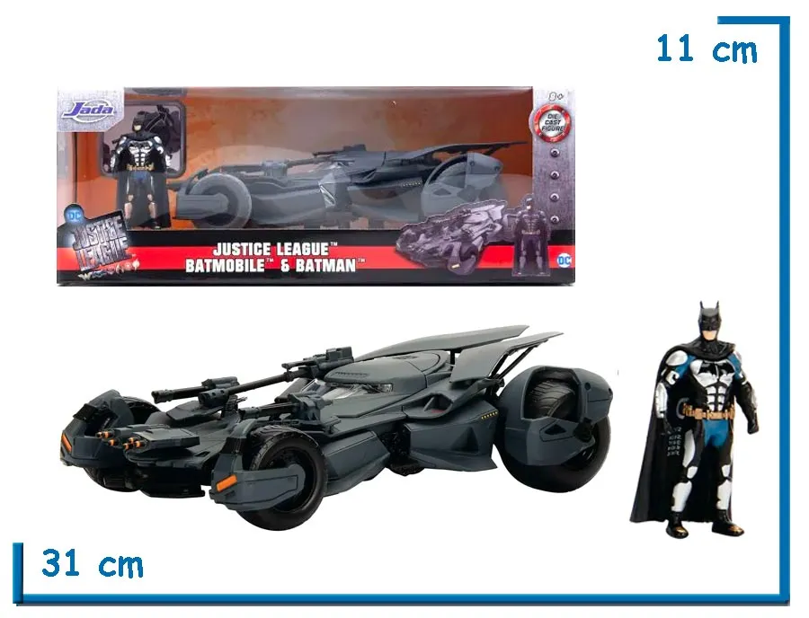 2X1 JADA JUSTICE LEAGUE BATMOBILE & BATMAN DIE CAST 1.24