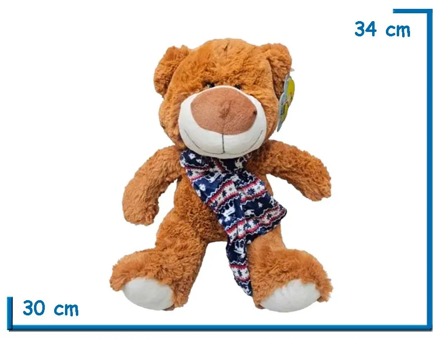 PELUCHE OSO MARRON CON BUFANDA 34CM