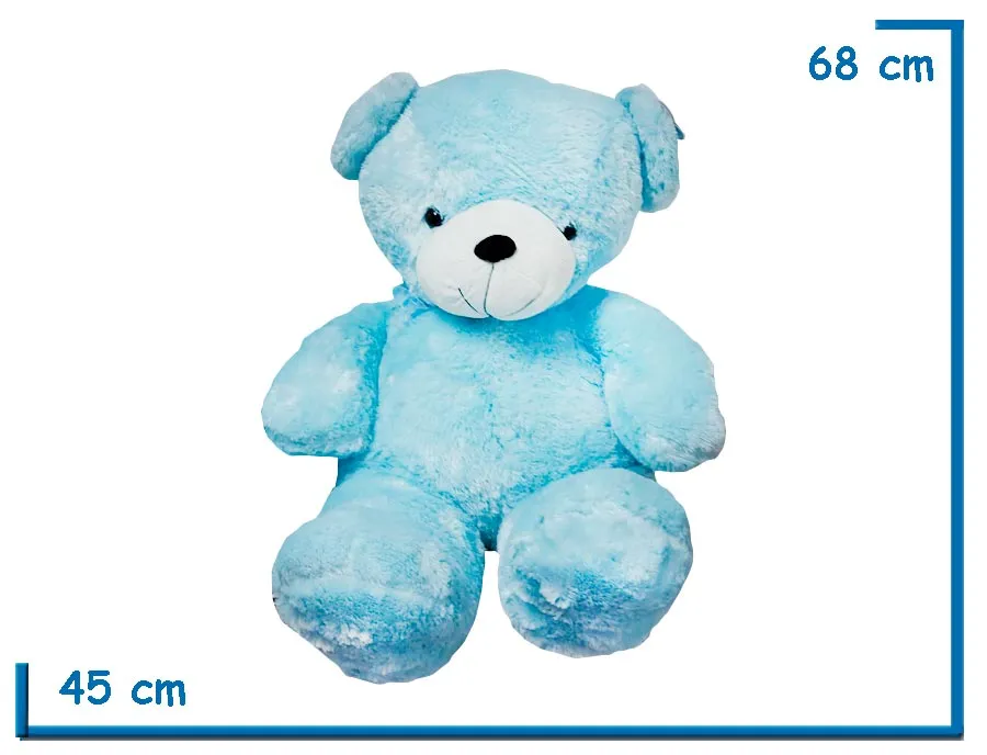 PELUCHE OSO CELESTE SENTADO CON MOÑO 68CM