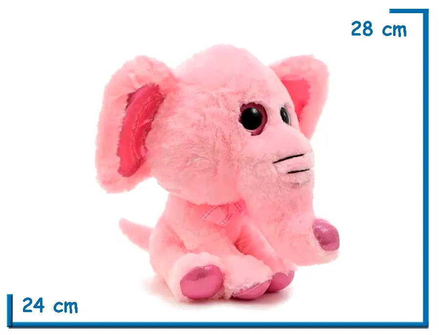 PELUCHE ELEFANTE ROSA SENTADO 28CM