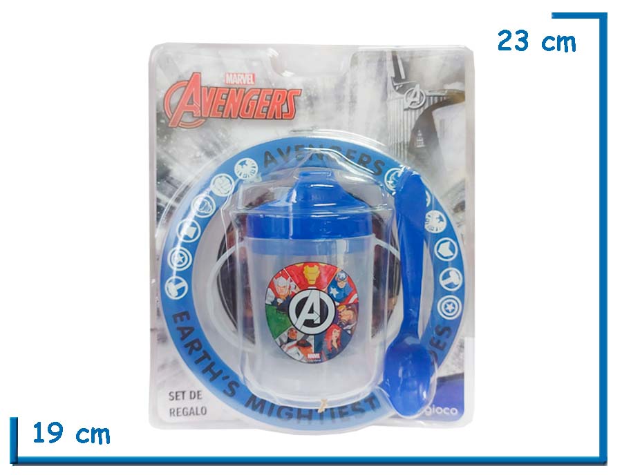 AVENGERS SET DE REGALO VASO TOMASOLITO BOWL Y CUCHARA