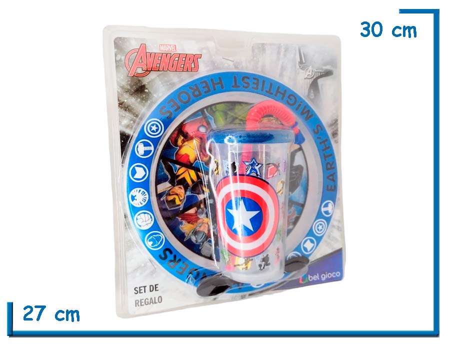 AVENGERS SET DE REGALO VASO SPORT PLATO Y CUCHARA