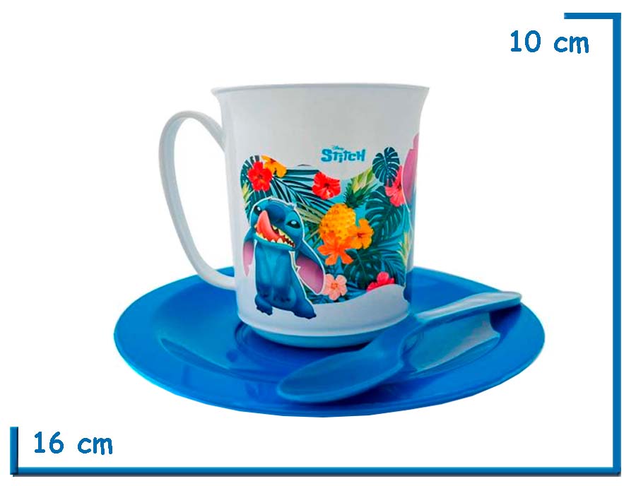 STITCH SET TAZA PLATO Y CUCHARA