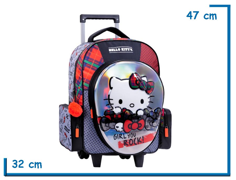 MOCHILA CARRO 17'' HELLO KITTY GIRL YOU ROCK RELIEVE (WA74316)