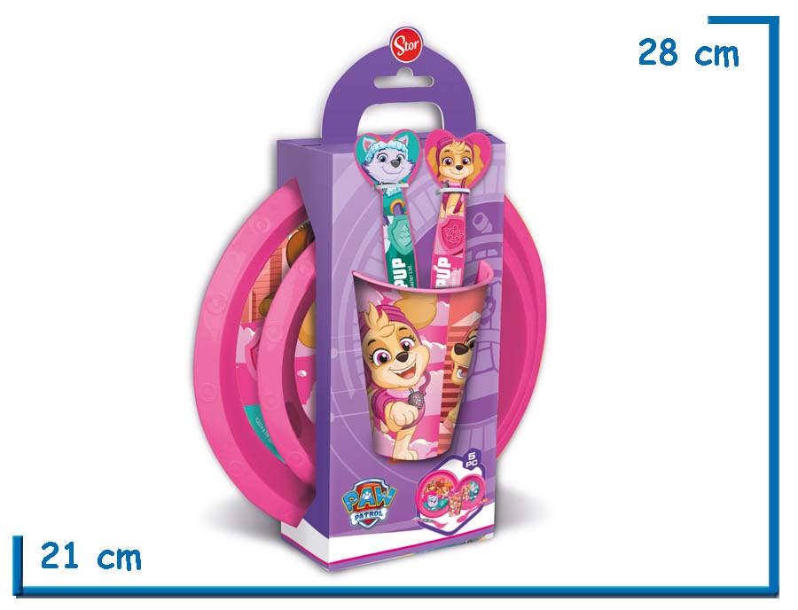 PAW PATROL SKYE SET DE VAJILLA 5 PIEZAS