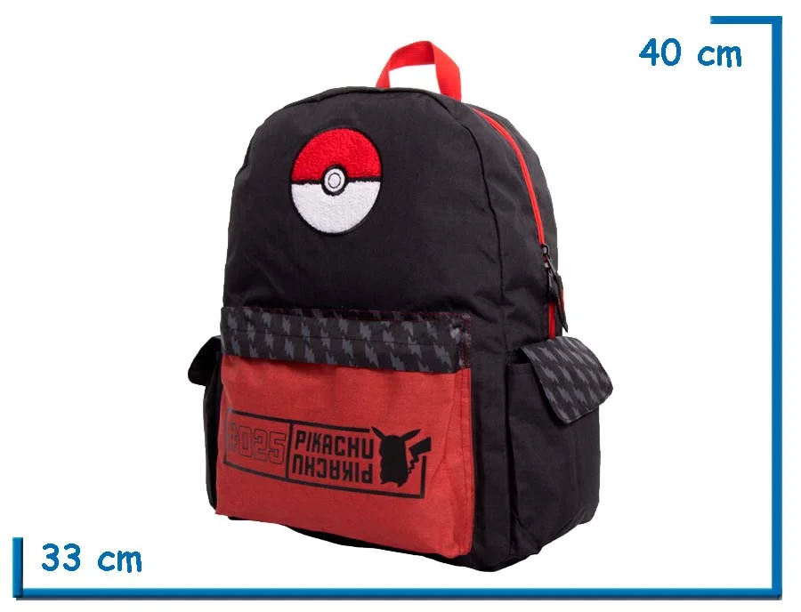MOCHILA ESPALDA 18" POKEMON PIKACHU 025 POKEBOLA FLUFFY