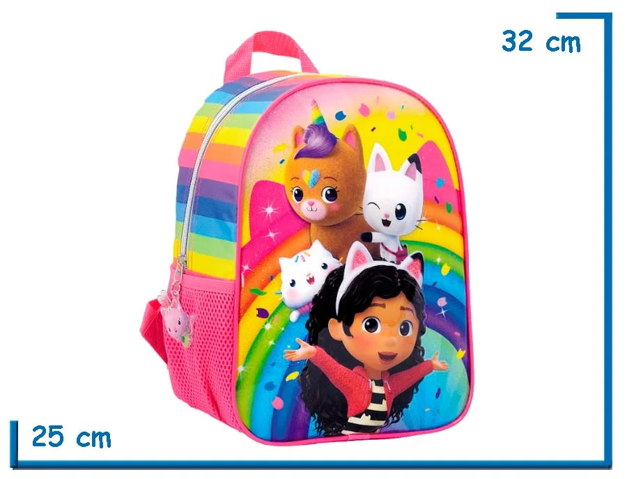 MOCHILA ESPALDA 12" GABBYS DOLLHOUSE ROSA ARCOIRIS Y AMIGOS (WA11786R)