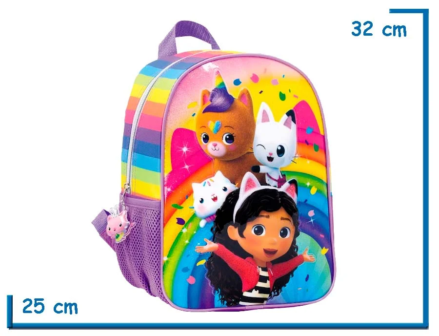 MOCHILA ESPALDA 12" GABBYS DOLLHOUSE VIOLETA ARCOIRIS Y AMIGOS (WA11786V)