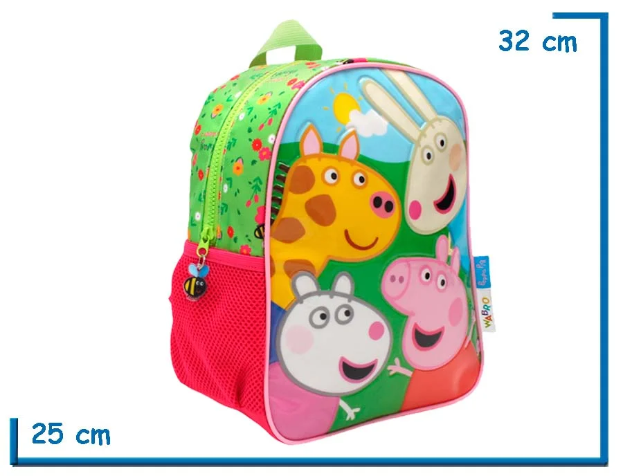 MOCHILA ESPALDA 12" PEPPA PIG VERDE PEPPA Y AMIGOS (WA11809V)