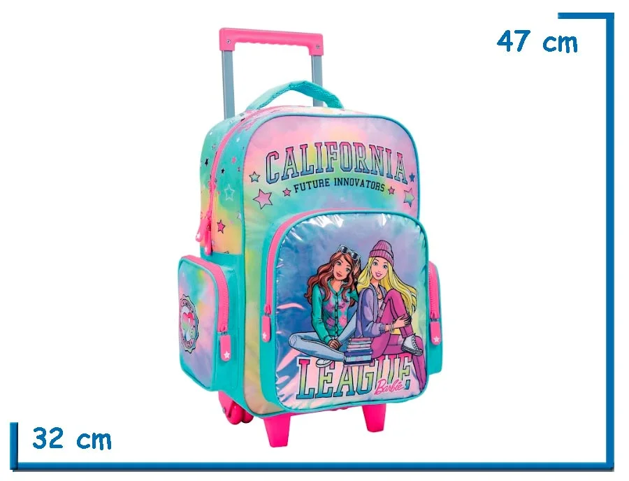 MOCHILA CARRO 17'' BARBIE TIRQUESA CALIFORNIA (WA35617T)