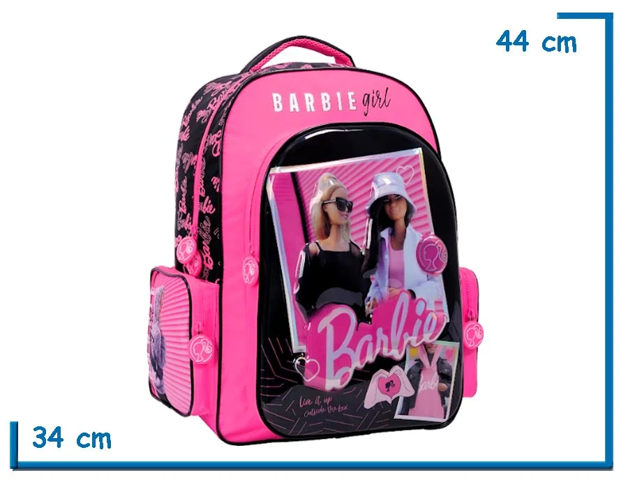 MOCHILA ESPALDA 18'' BARBIE NEGRA BARBIE GIRL RELIEVE (WA11654N)