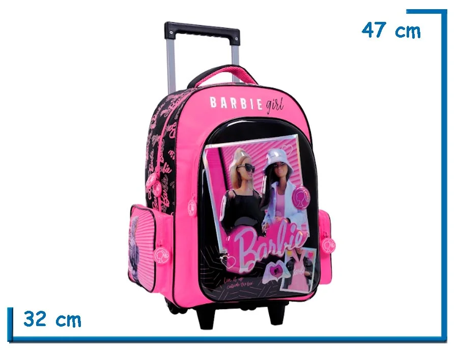MOCHILA CARRO 18'' BARBIE NEGRA BARBIE GIRL RELIEVE (WA35620N)